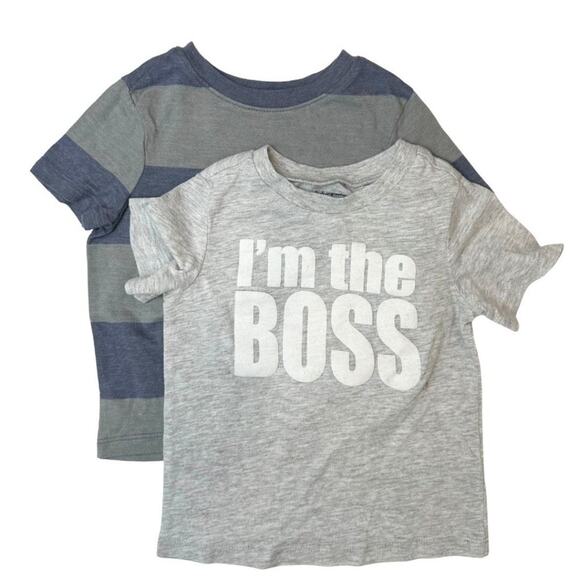 Set of 2 Short Sleeve T-shirt Blue and Gray 2T - Picture 1 of 4